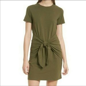 Theory Olive Green T Shirt Tie Waist Dress